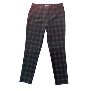 Calvin Klein Glen Check Plaid Charcoal Stretch Pants 10 Dark Academia Old Money